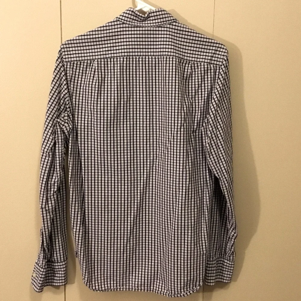 Men’s J.Crew Tailored 100% Cotton Plaid Dress Shirt, Sz S; Navy/White/Red